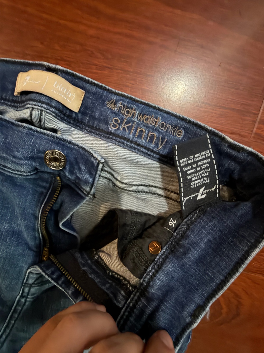 7 For All Mankind High Waist Skinny Jeans in Dark Blue